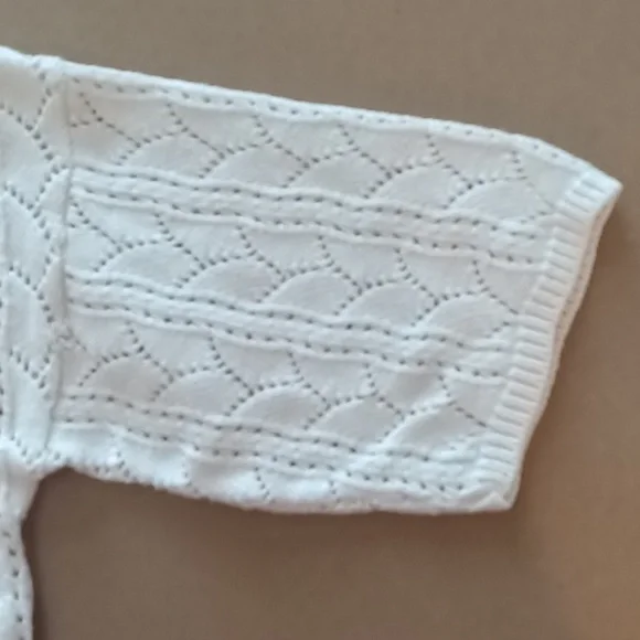 VINTAGE KNIT Beautiful cream elbow sleeve sweater knit top size petite small EUC - Picture 6 of 7